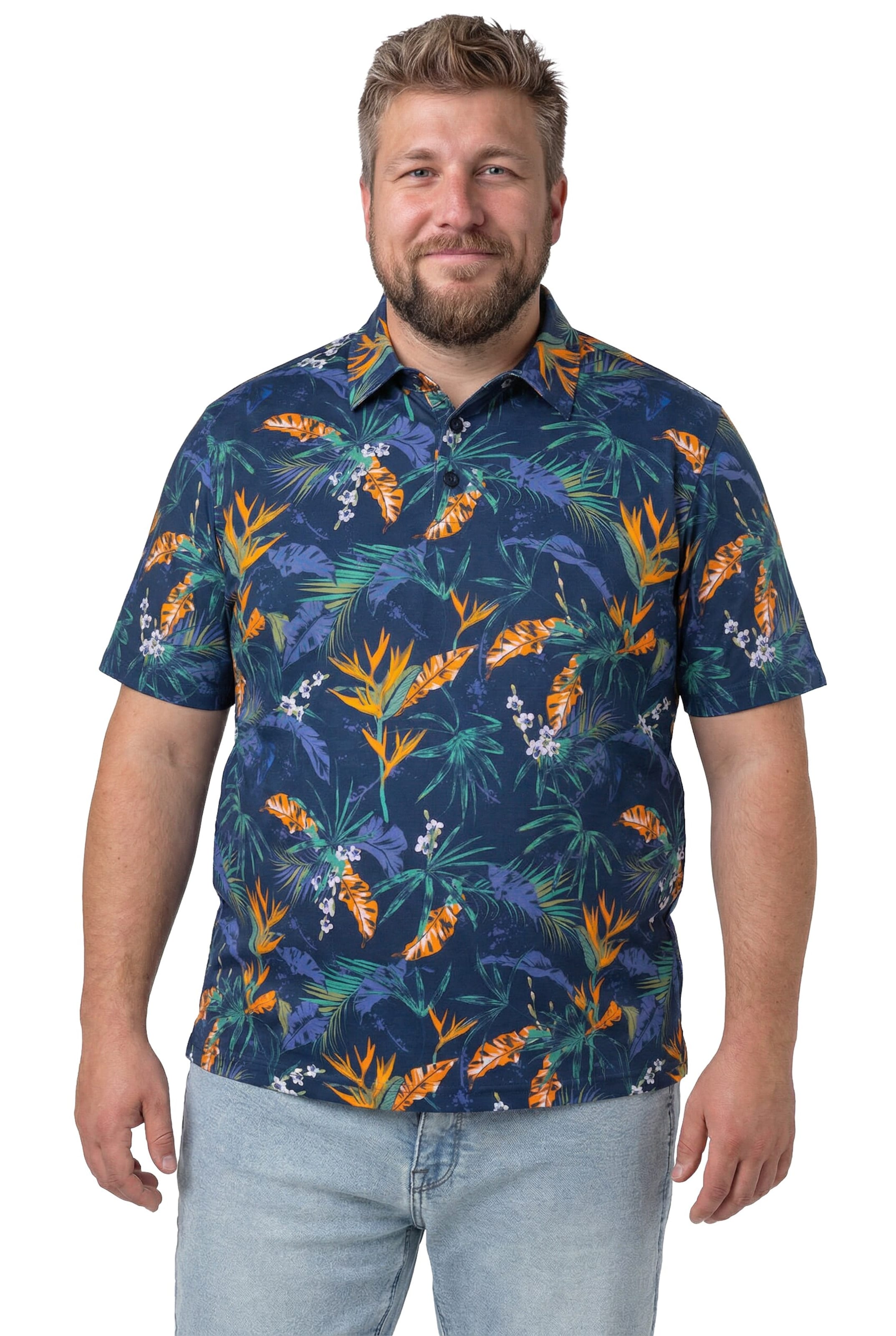 Men Plus Shirt in Blauw: voorkant