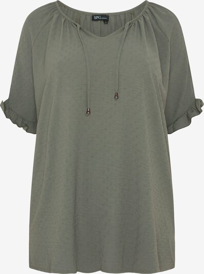 SPGWOMAN Rüschenbluse in braun / khaki / dunkelgrün, Produktansicht