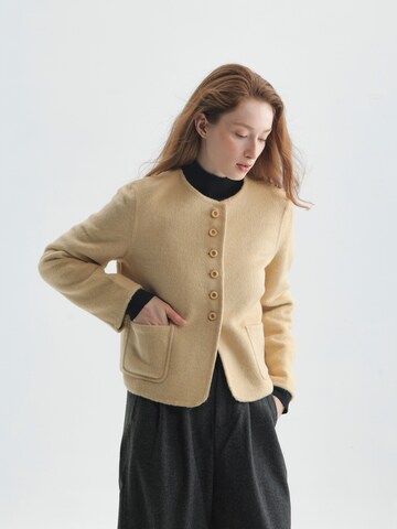 TorWeit Knit Cardigan 'Wool-Blend Coat Short' in Beige