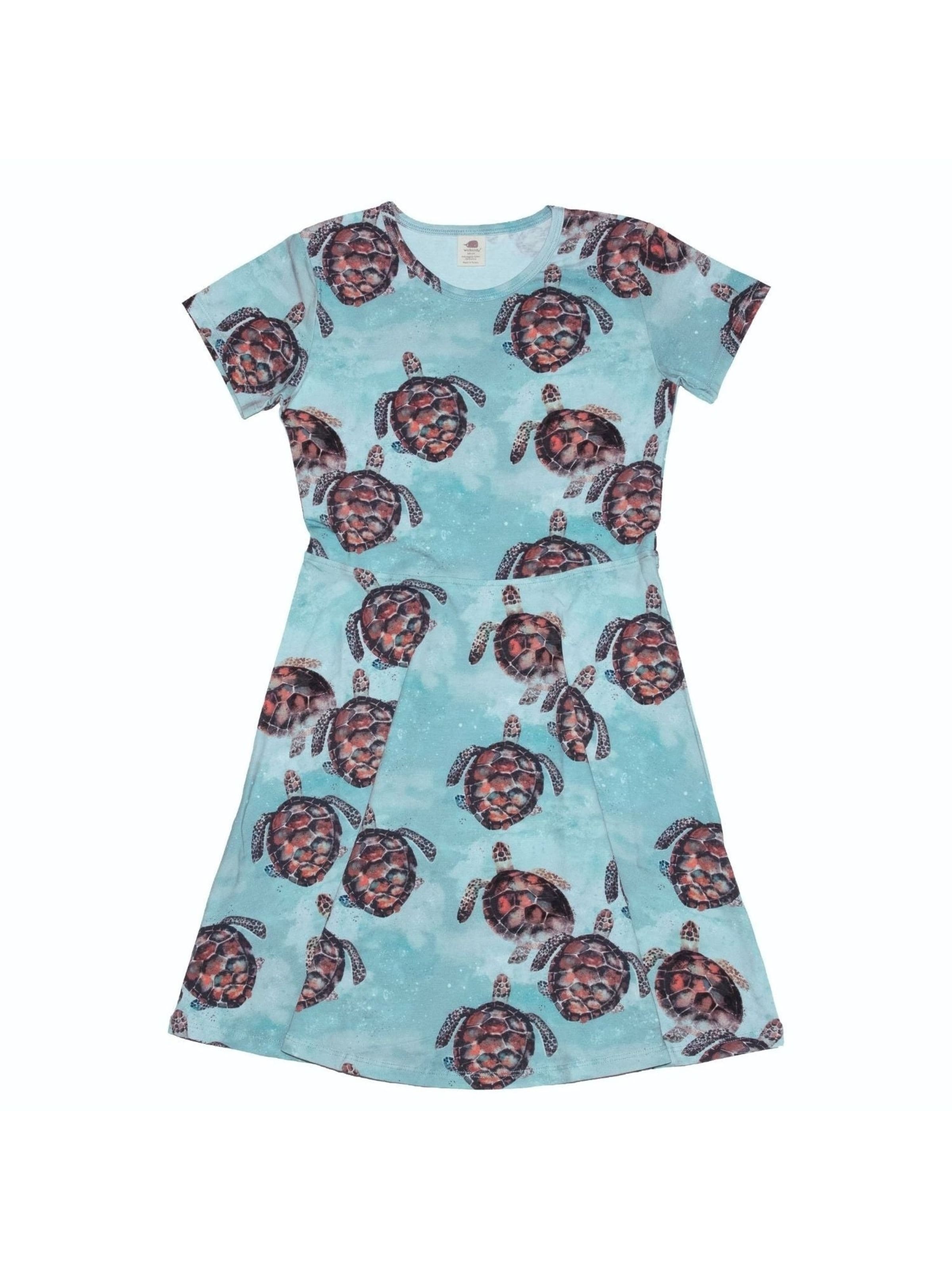 Walkiddy Dress 'Sea Turtles' in Blue: front