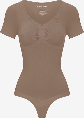 cfab Shapingbody 'T-Shirt Bodysuit Sculpting Shapewear mit String' i brun: framsida