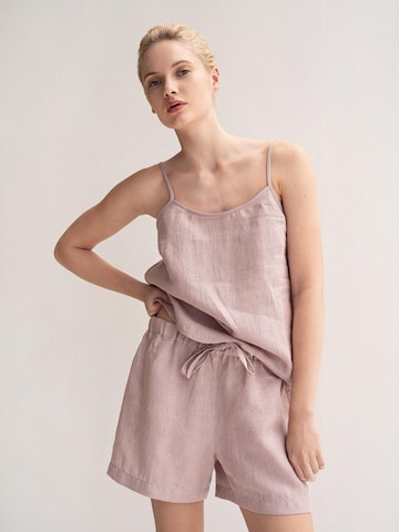 AmourLinen Pajama 'Night Owl' in Pink: front