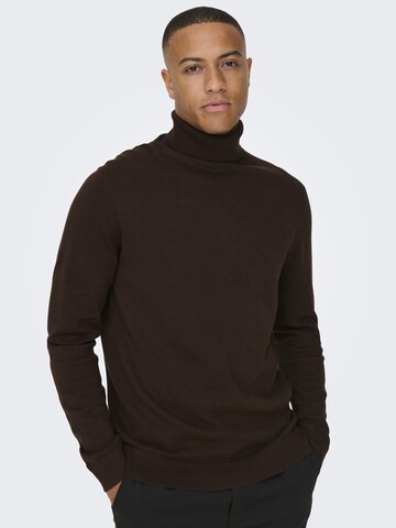 Only & Sons Regular Fit Pullover in Braun