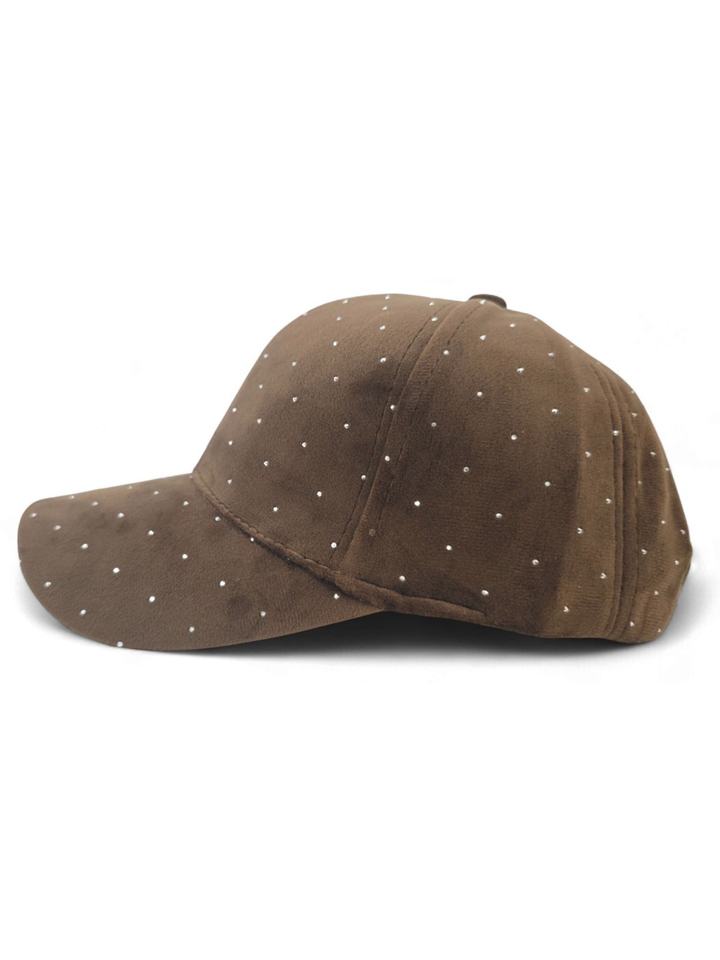 styleBREAKER Cap 'Samt Baseball Cap mit Strass' in Brown