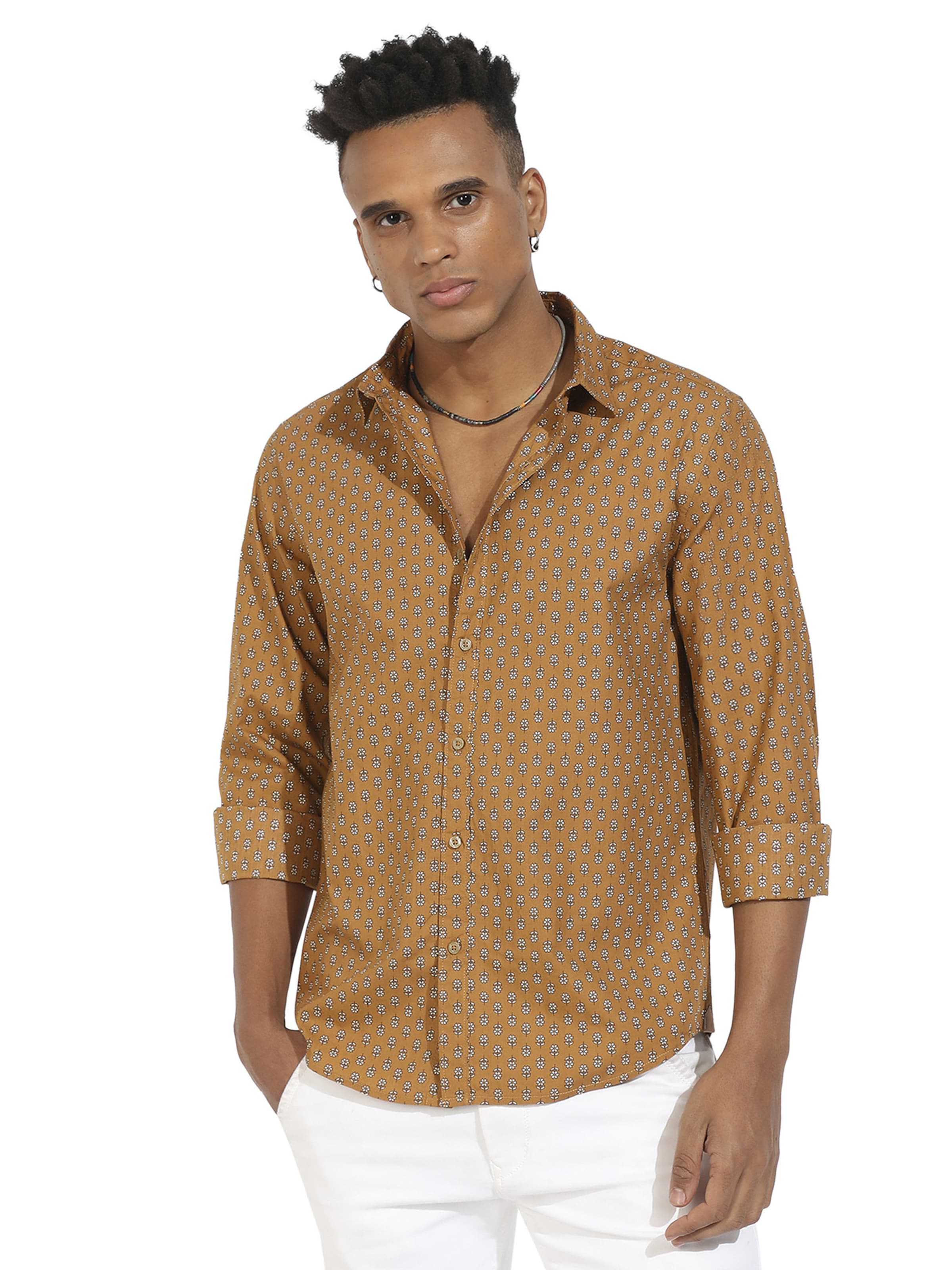 Campus Sutra Comfort Fit Πουκάμισο 'Jose' σε καφέ: μπροστά