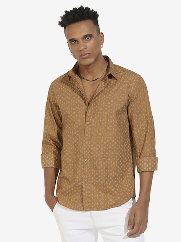 Campus Sutra Comfort fit Button Up Shirt 'Jose' in Brown: front