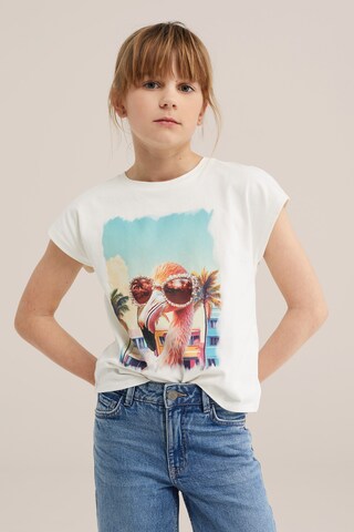 T-Shirt WE Fashion en blanc : devant