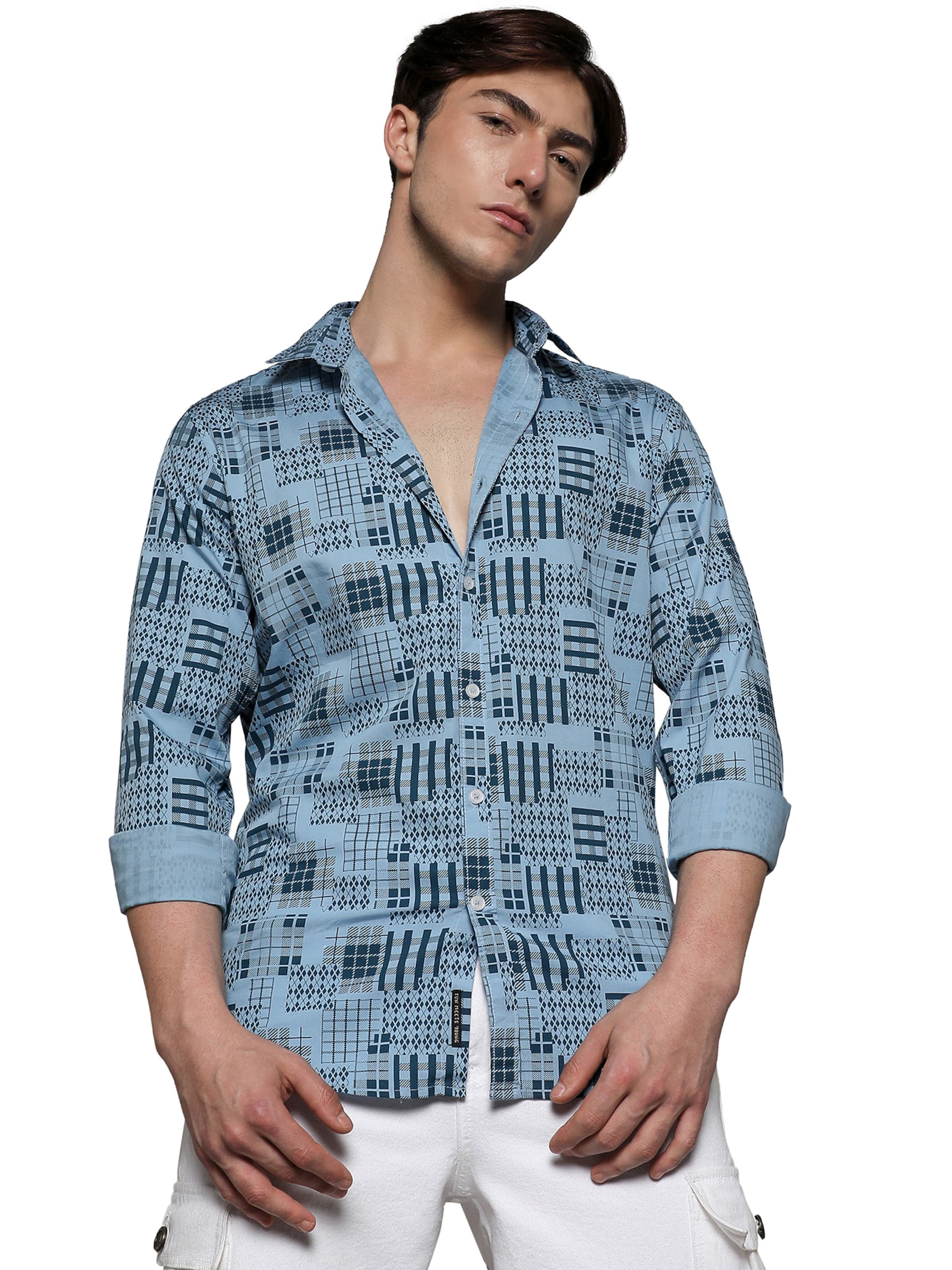 Campus Sutra Regular fit Button Up Shirt 'Carlos' in Blue: front