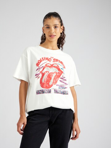 Cotton On Oversized Shirt 'Rolling stones' in White: front