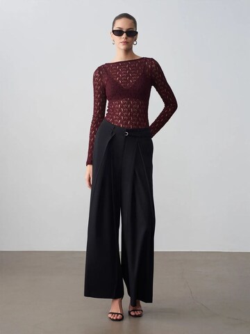 Dilvin Wide Leg Hose in Schwarz: Vorderseite