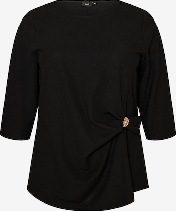 Blouse folklorique 'MOLINA' Zizzi en noir : devant