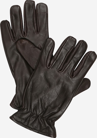 JACK & JONES Full Finger Gloves 'Roper' in Brown: front