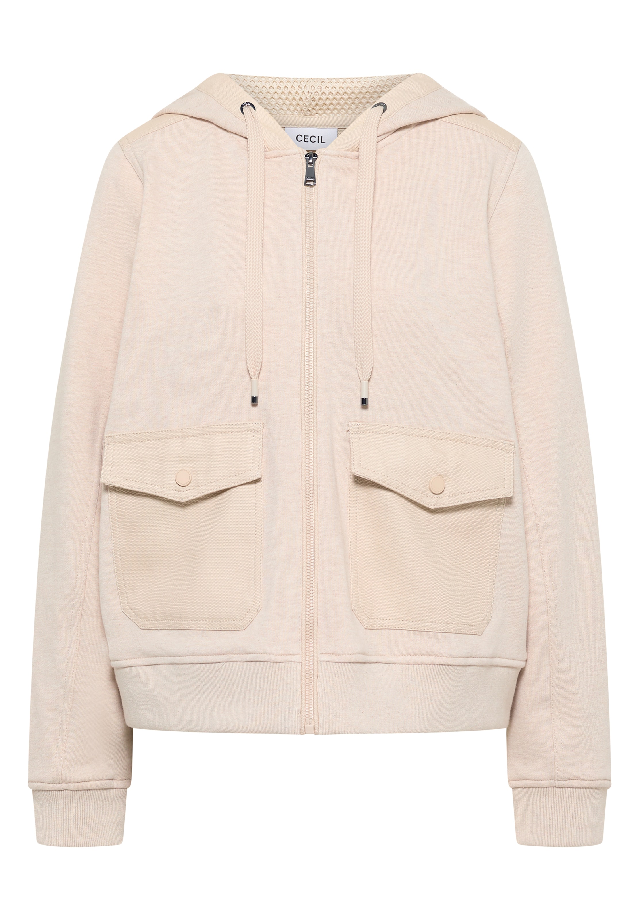 CECIL Zip-Up Hoodie in Beige: front