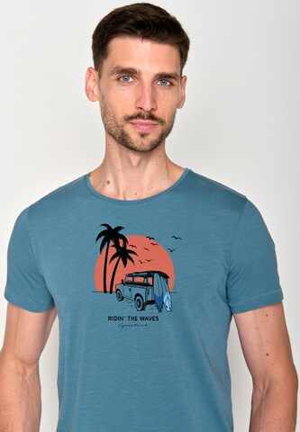 T-Shirt 'Nature Car Surf' GREENBOMB en bleu
