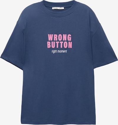 Tricou 'TELEFONO' pe S Pull&Bear pe albastru închis / roz deschis / alb, Vizualizare produs