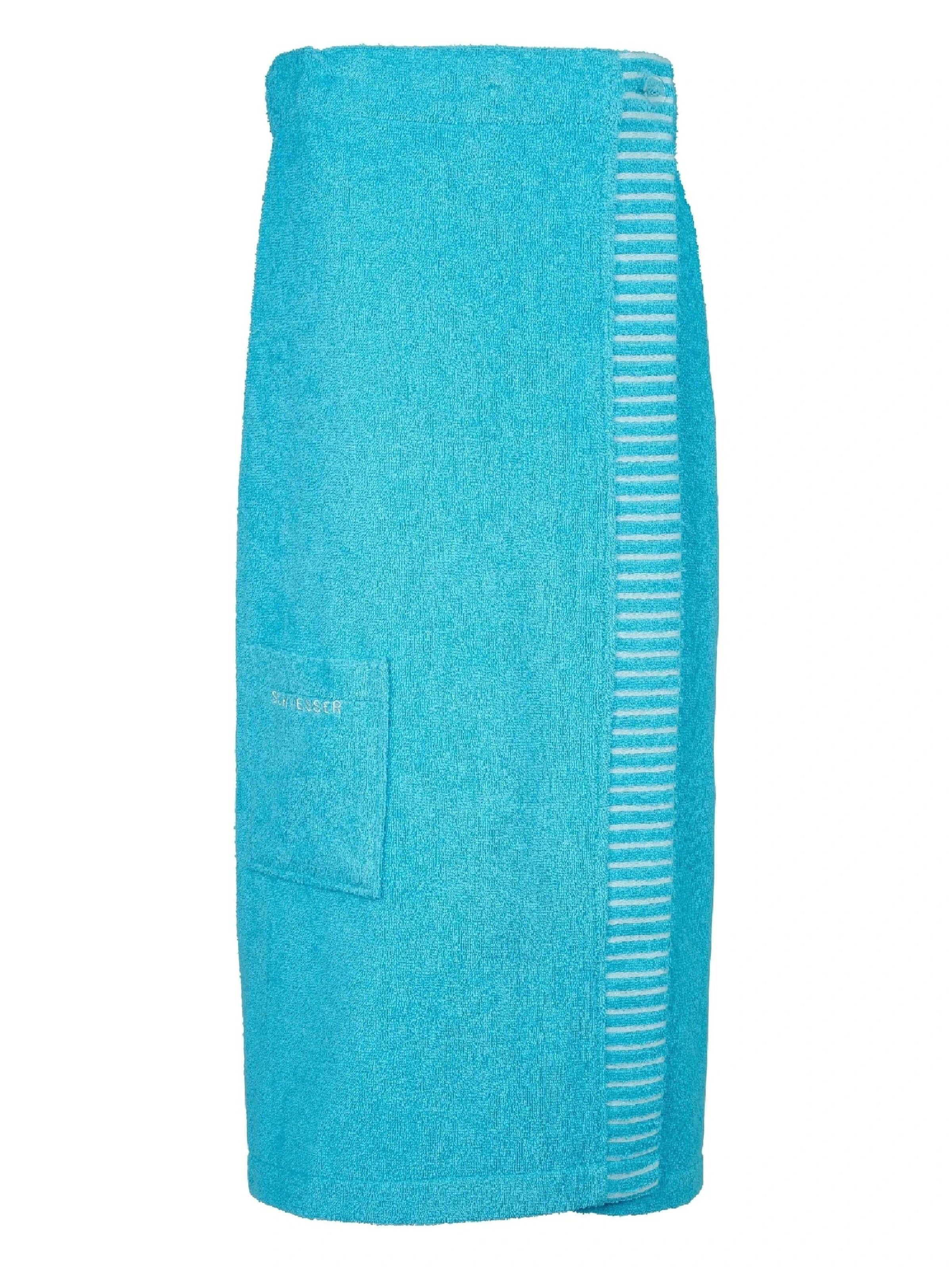 SCHIESSER Short Bathrobe 'Saunakilt Rom Damen' in Blue: front