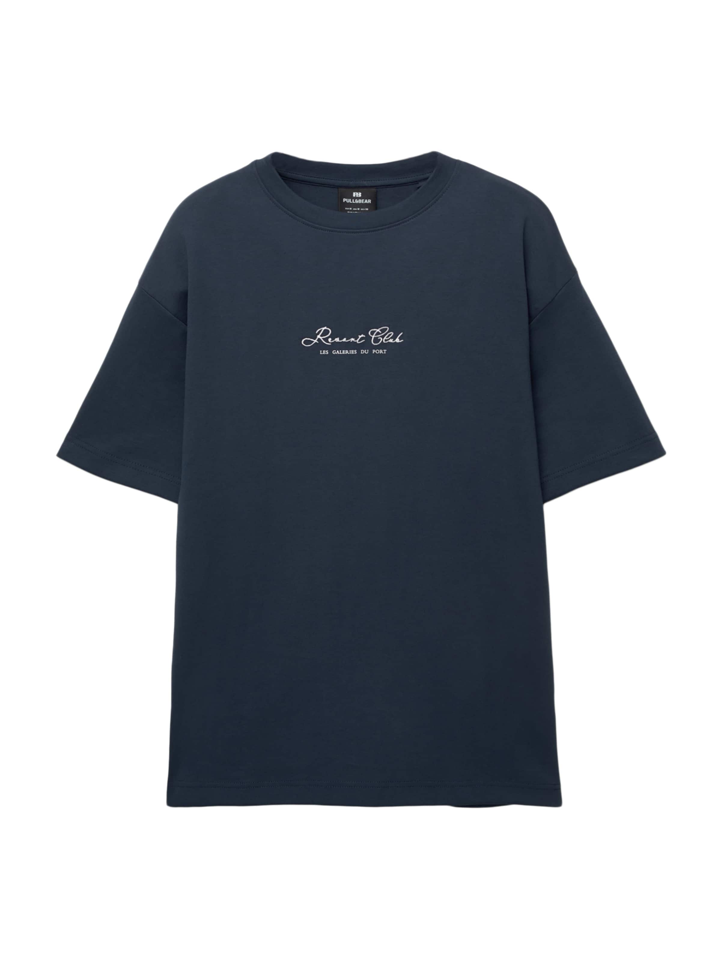 Pull&Bear Тениска в синьо: отпред