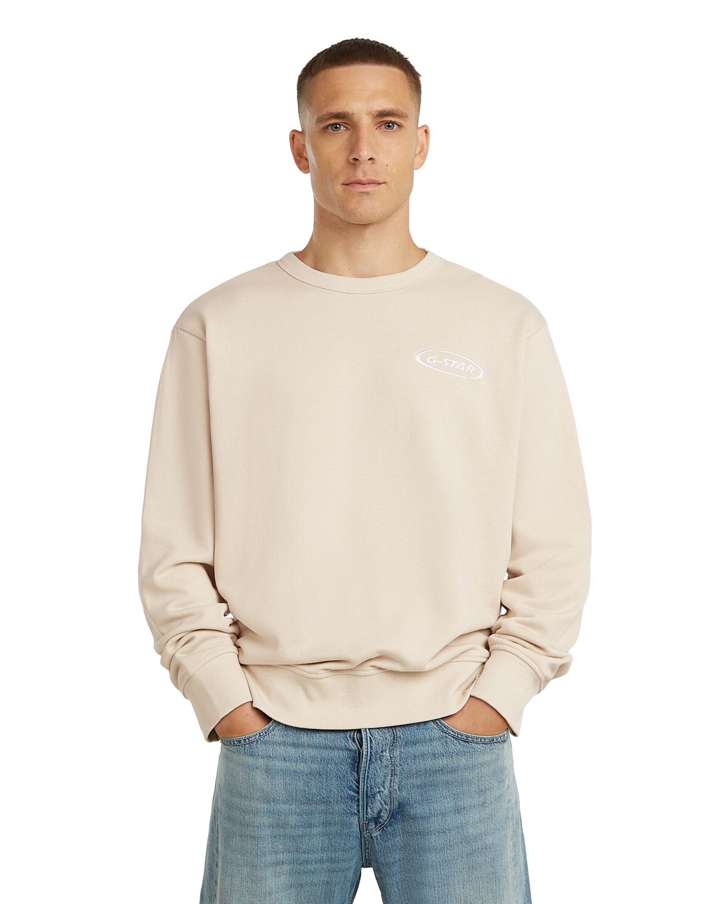 G-STAR Sportsweatshirt '90s Logo Sweater' in Wit: voorkant