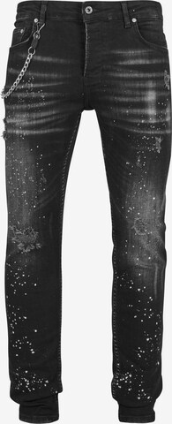 2Y Premium Tapered Jeans in Black: front