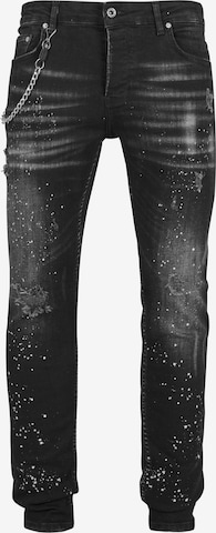 2Y Premium Tapered Jeans in Black: front