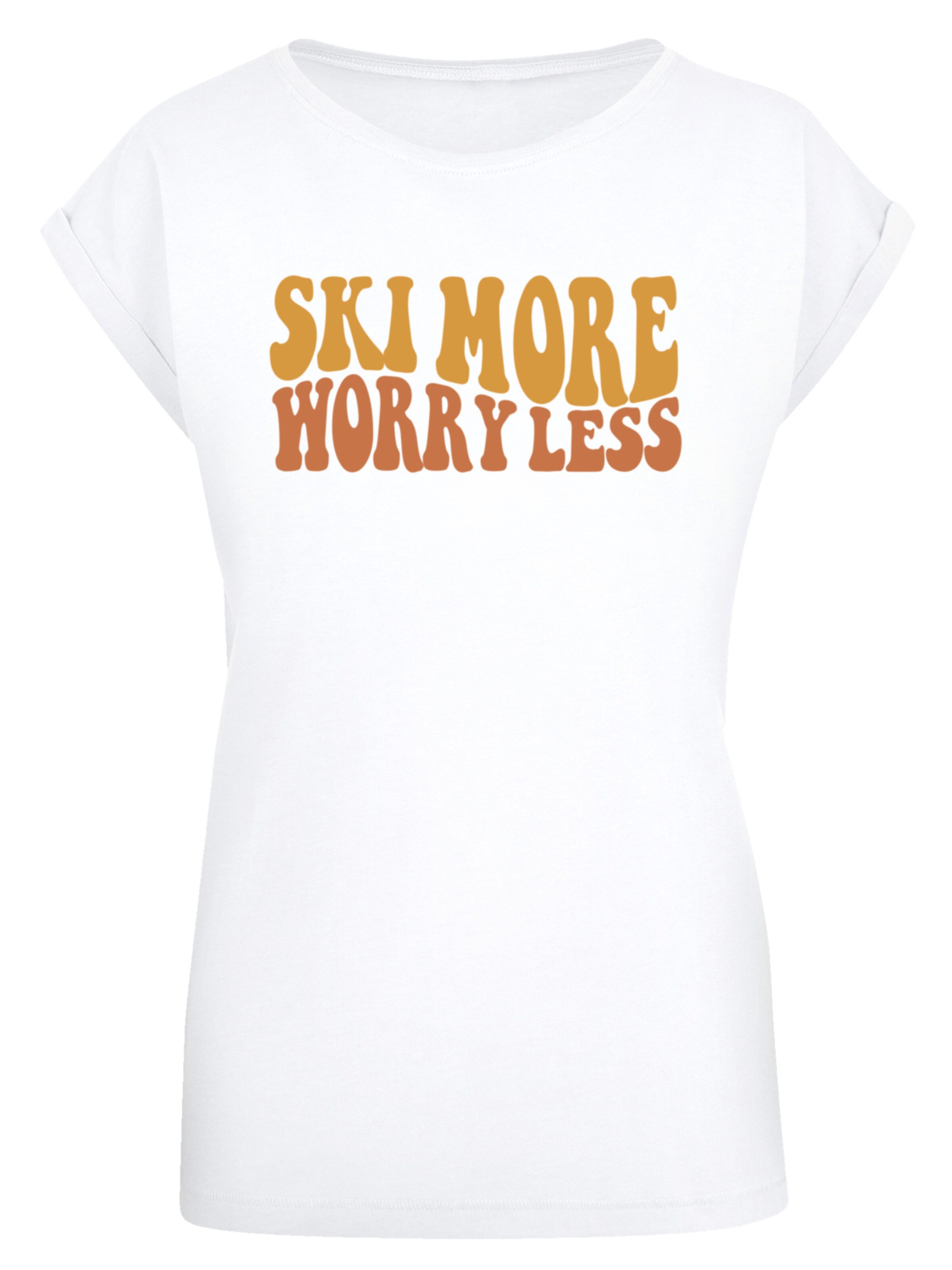 F4NT4STIC Shirt 'Ski More Worry Less' in Wit: voorkant