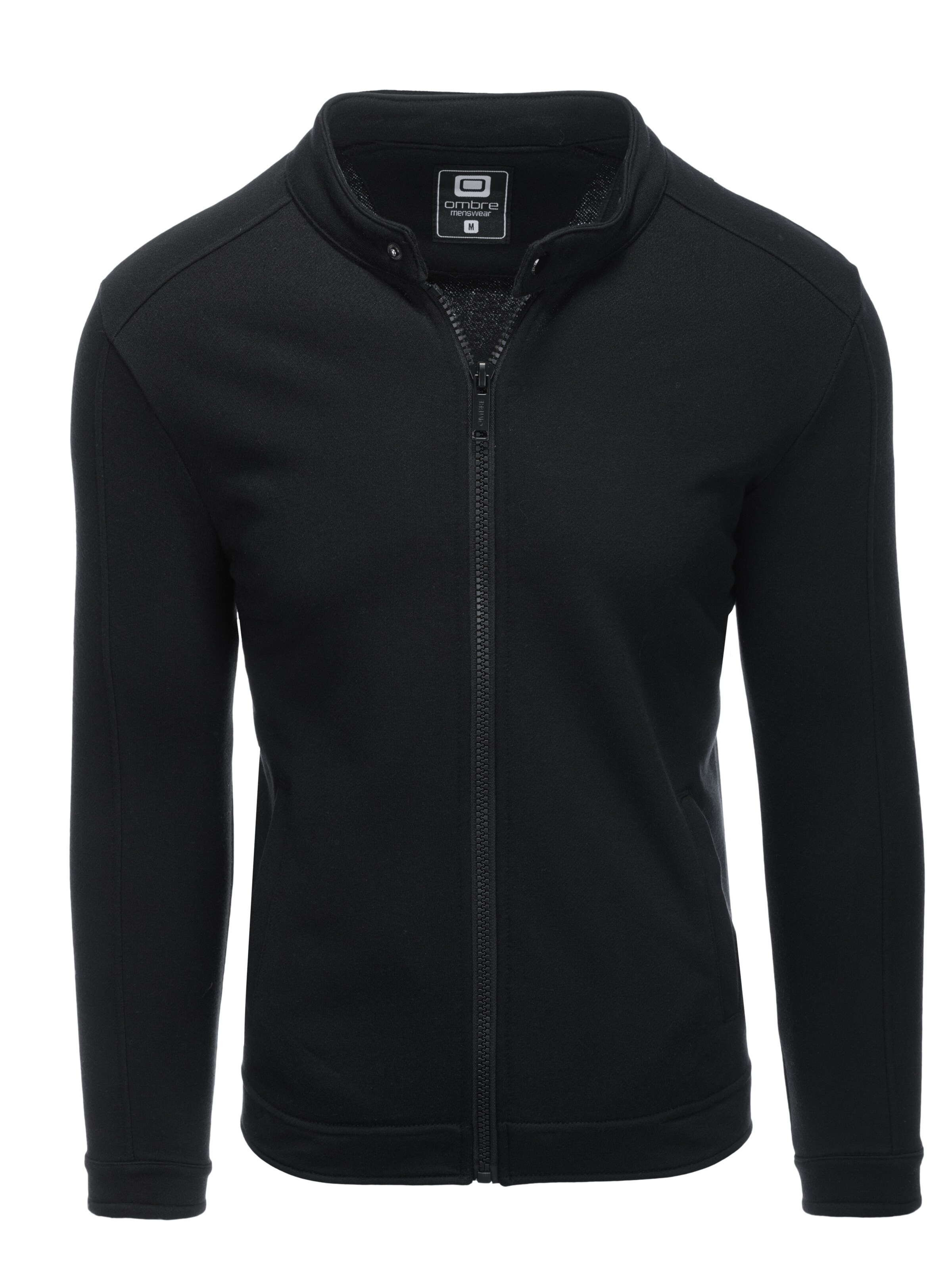 Ombre Sweatjacke 'B1071' in Schwarz: Vorderseite