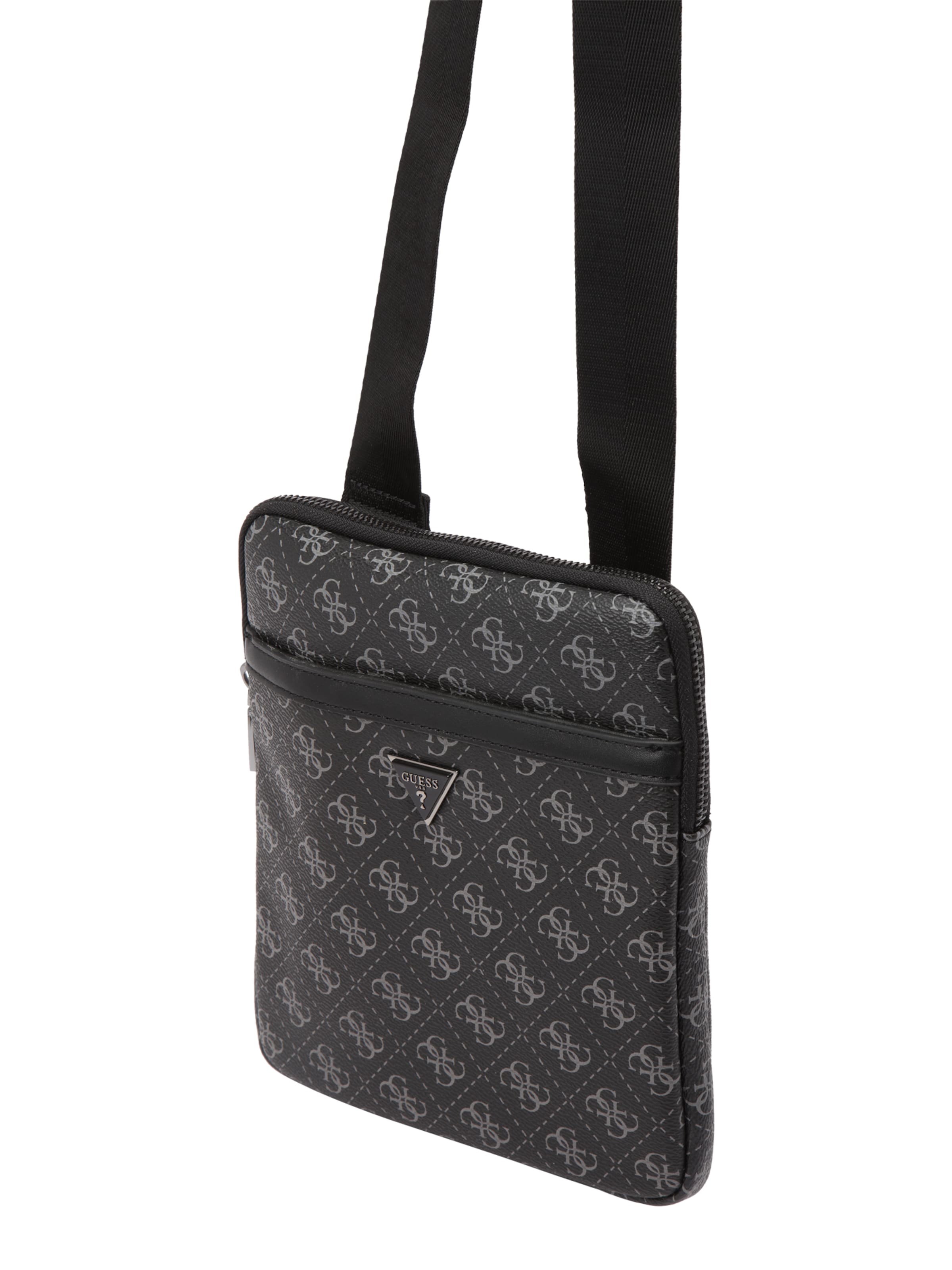 GUESS Skuldertaske 'MILANO CROSSBODY FLAT' i sort