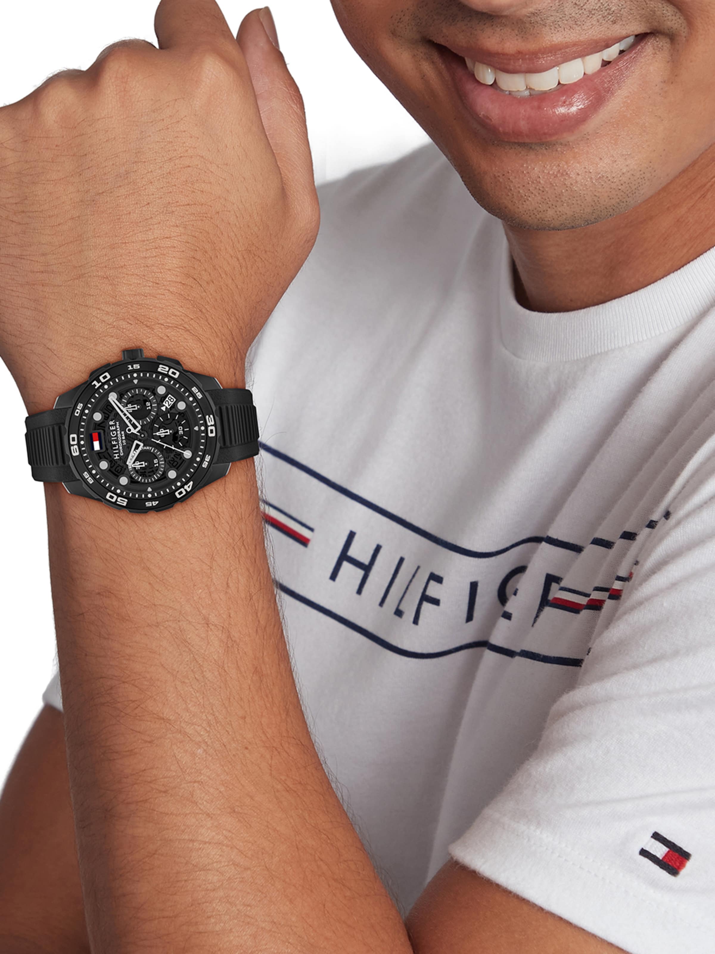 TOMMY HILFIGER Uhr 'Regatta' in Schwarz