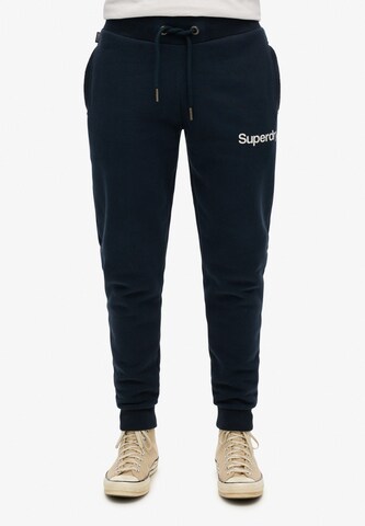 Coupe slim Pantalon de sport 'Core' Superdry en bleu : devant