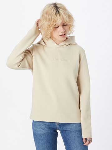 Sweat-shirt Calvin Klein en beige : devant