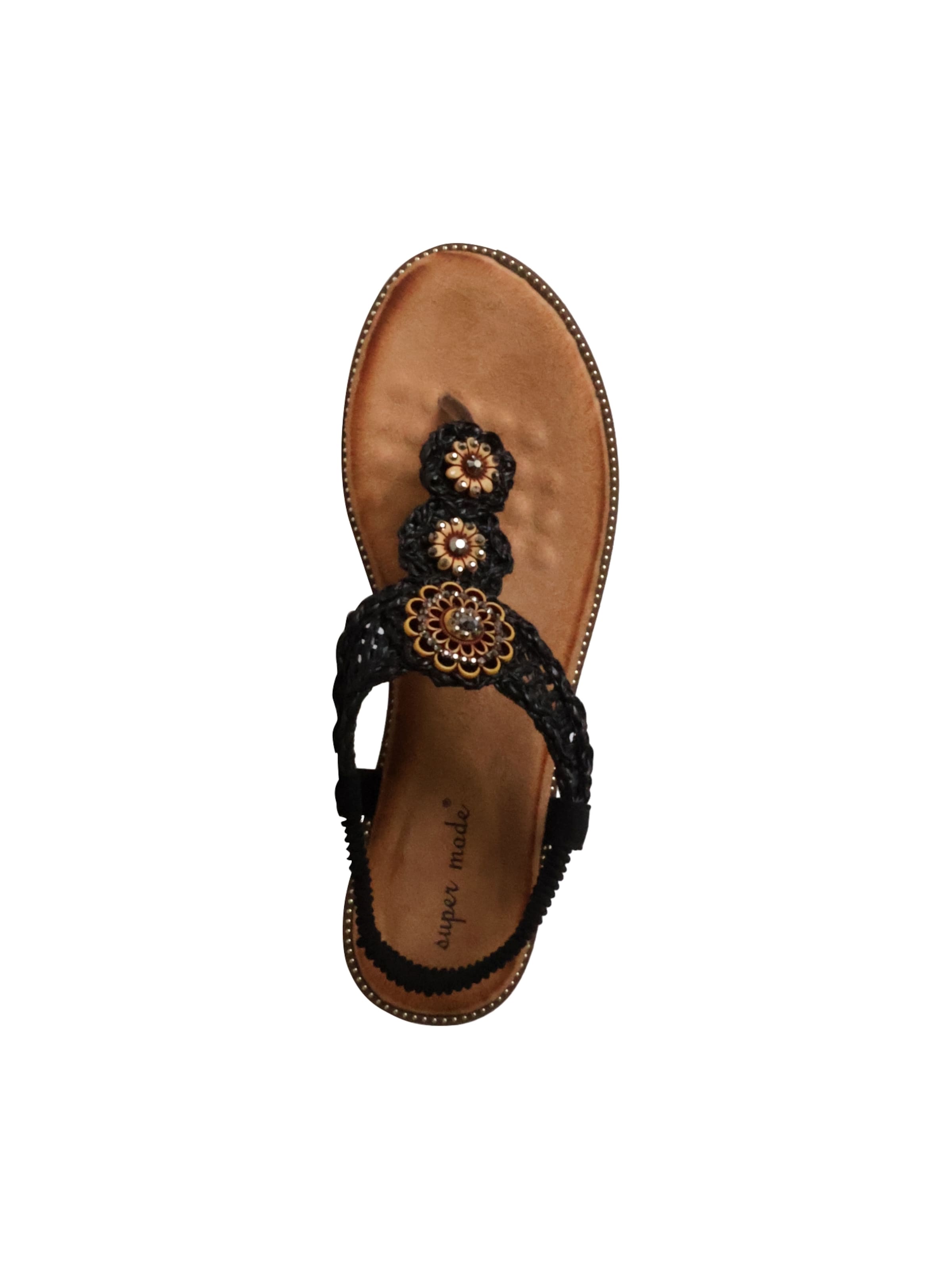 Super Mode - Sandalias 'Flache Sandalen zum Hineinschlüpfen' en negro