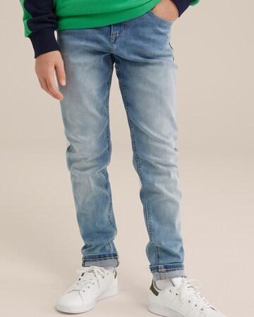 WE Fashion Slim fit Jeans in Blue: front