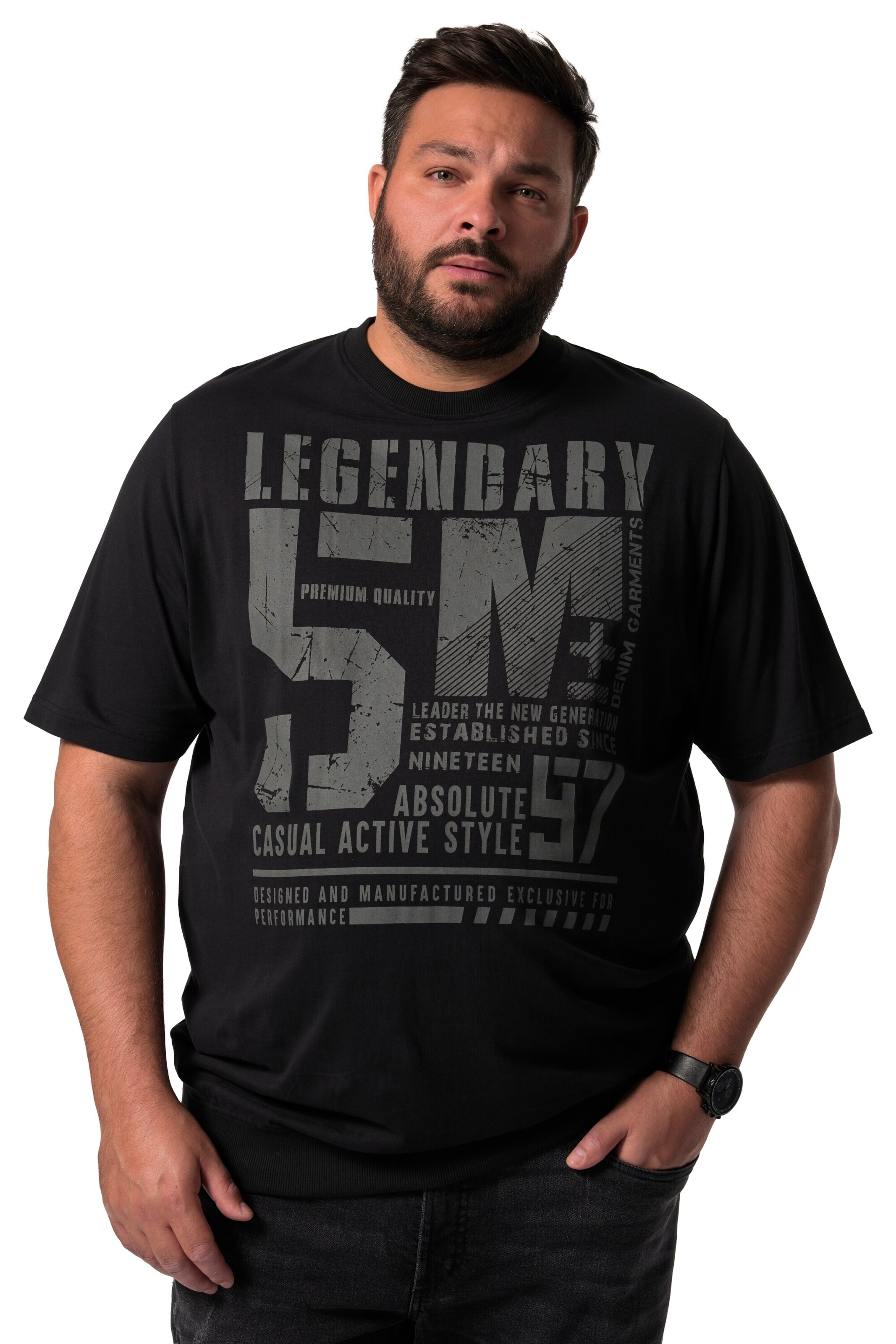 Men Plus Shirt in Black: front