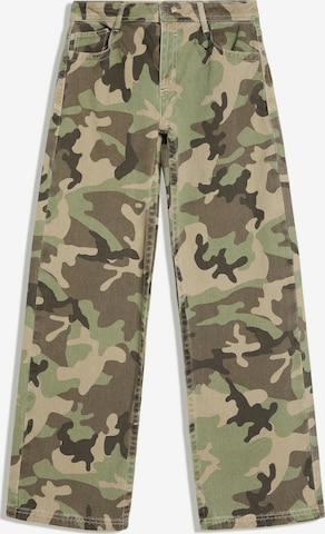 Bershka Wide Leg Hose in Grün: Vorderseite