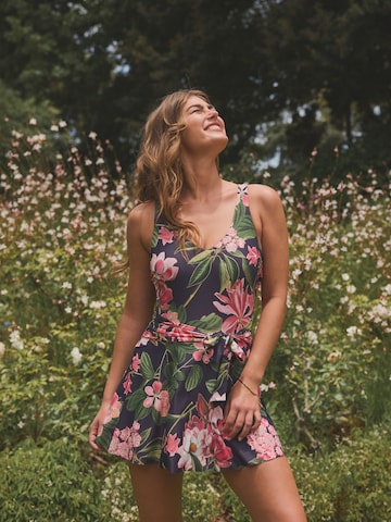 Next Minimiser Swimsuit dress in Blue: front