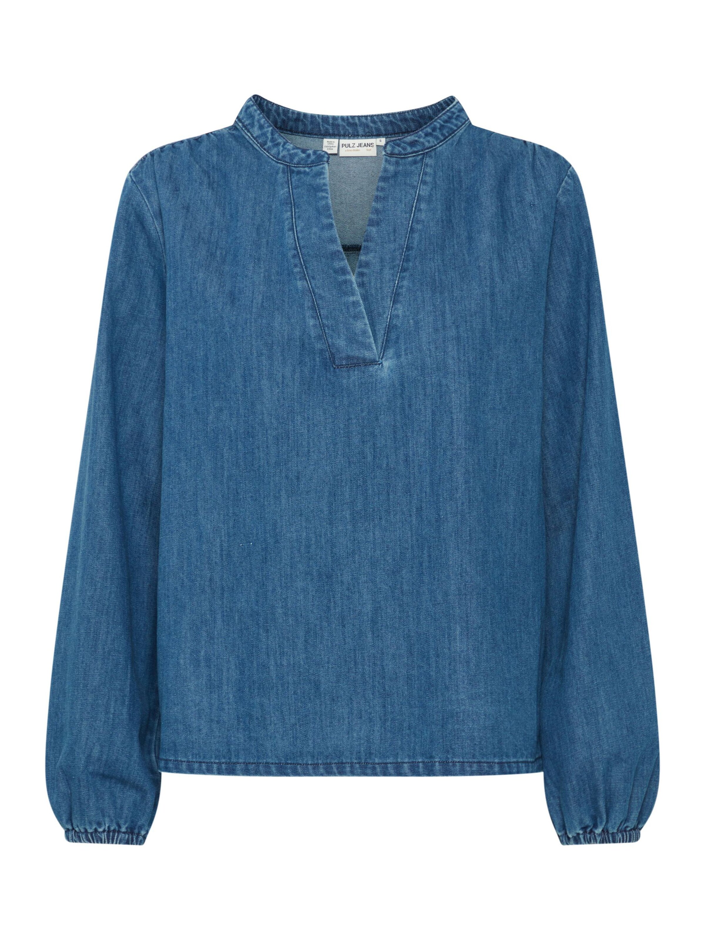 PULZ Jeans Blouse 'Malia' in Blauw: voorkant