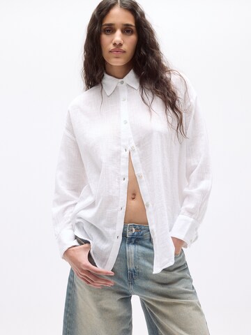 Pull&Bear Blouse in Wit: voorkant