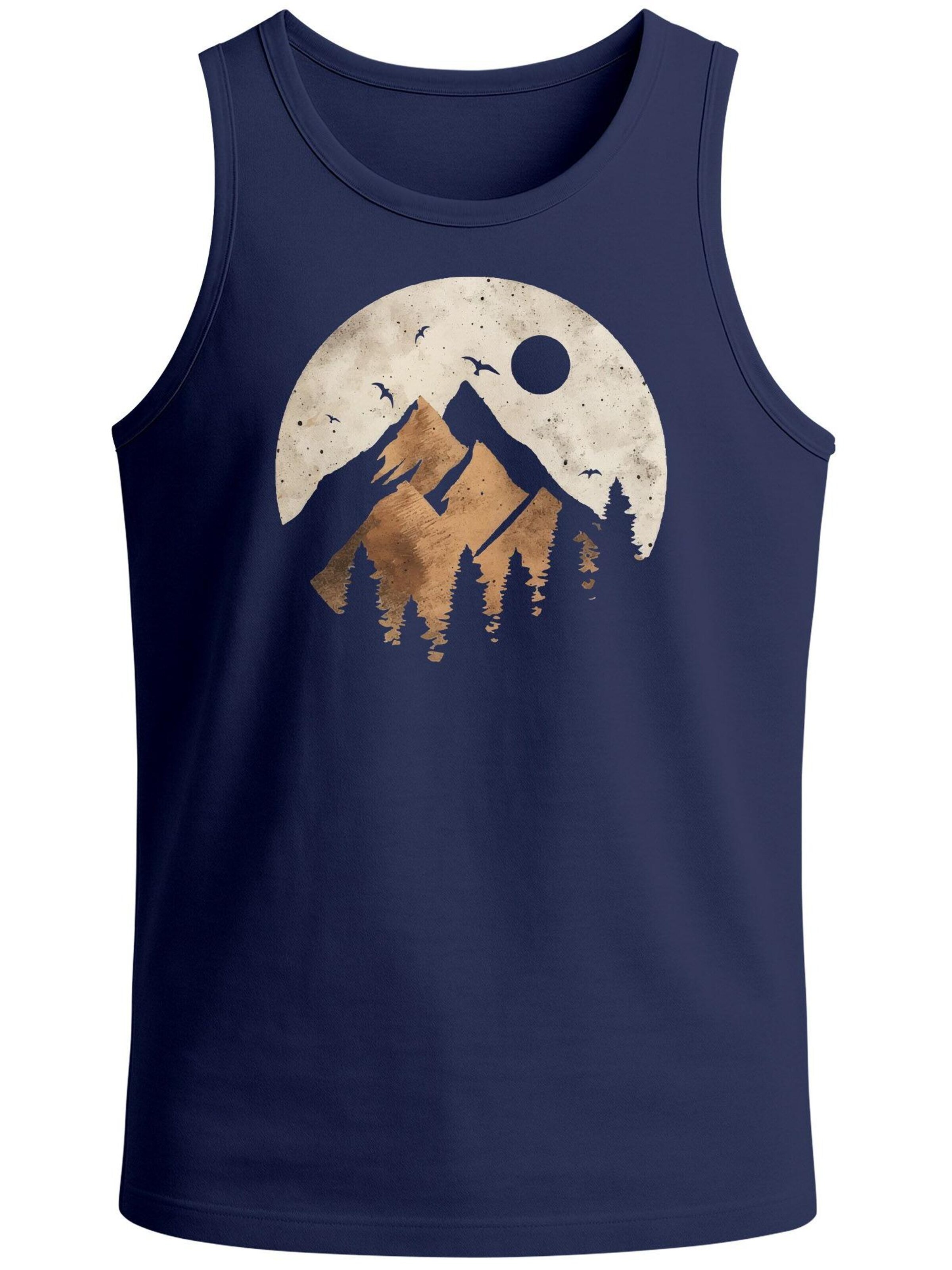 Neverless Shirt 'Mountain Scape' in Blue: front