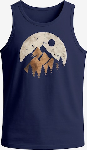 Neverless Shirt 'Mountain Scape' in Blue: front