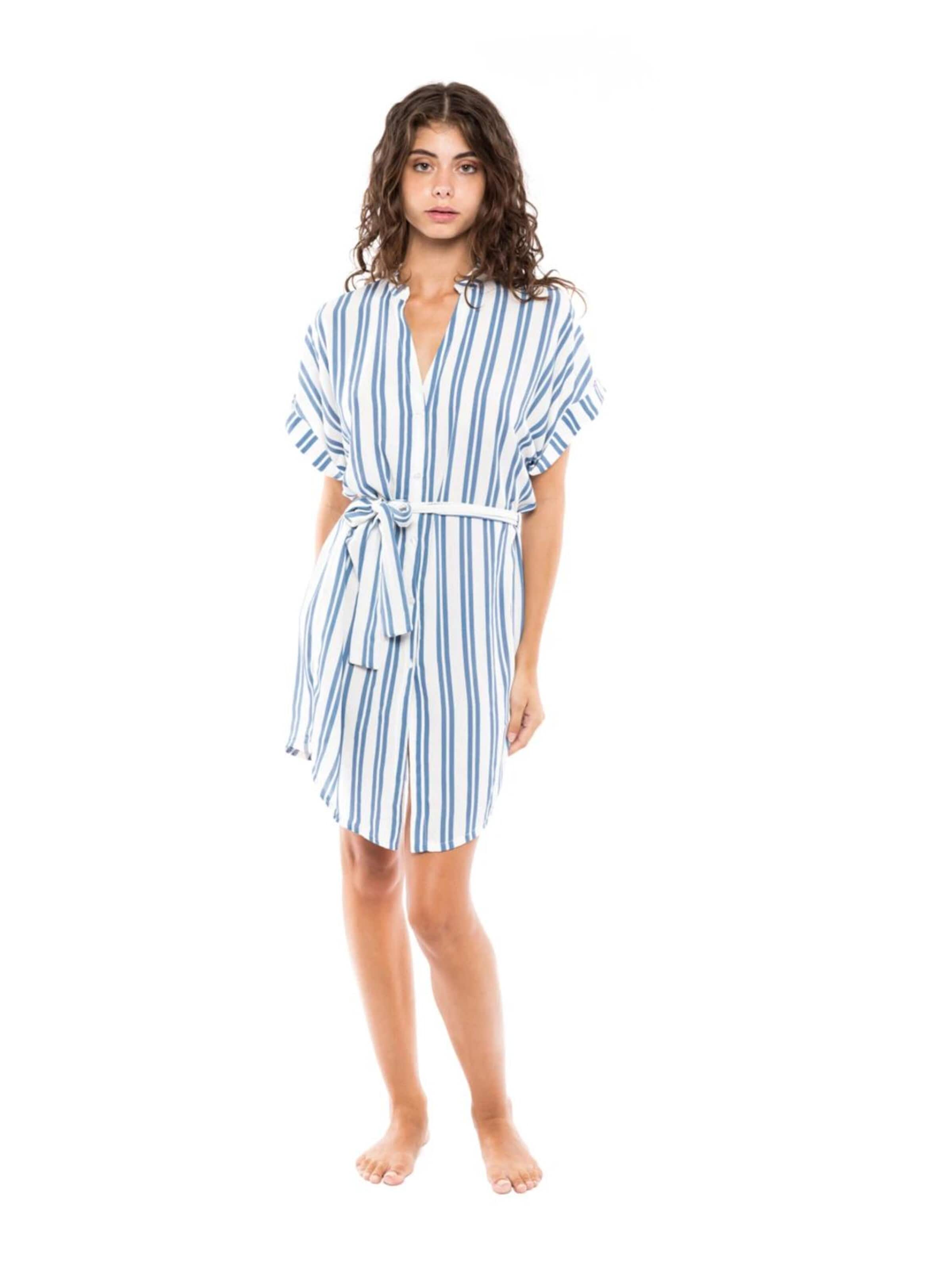 Pink Label Μπλουζοφόρεμα 'BEACHWEAR BLUE STRIPE' σε μπλε: μπροστά