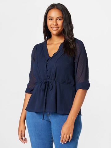 Camicia da donna 'BETTINA' di ONLY Carmakoma in blu: frontale