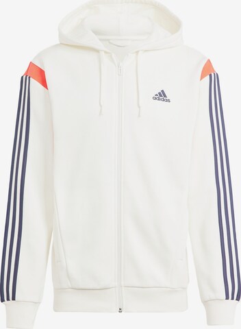 ADIDAS SPORTSWEAR Athletic Zip-Up Hoodie 'Colourblock ' in White: front