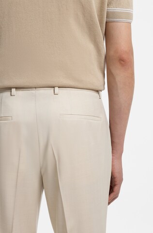 BOSS Slim fit Pleated Pants 'Genius' in Beige