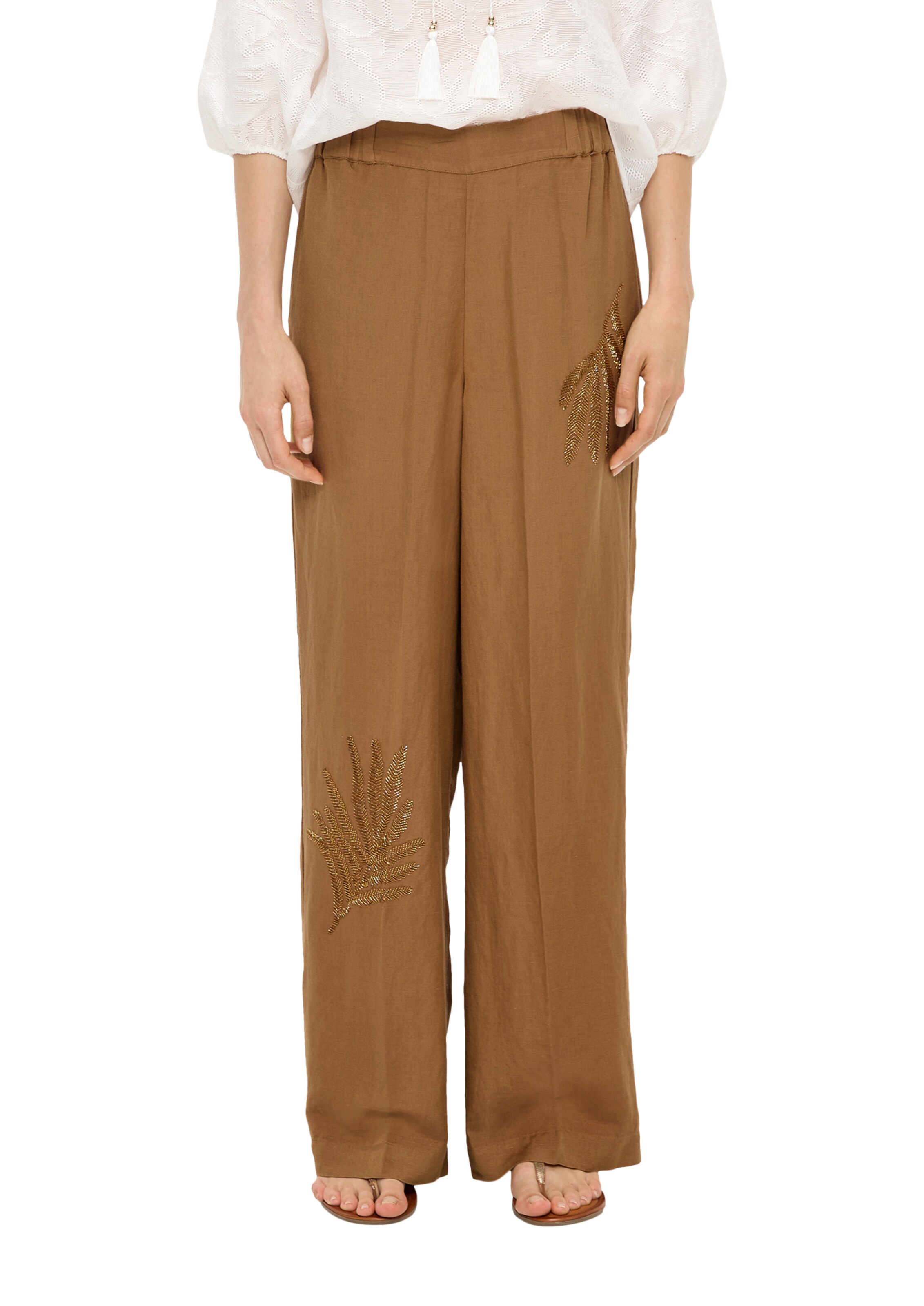 s.Oliver BLACK LABEL Wide Leg Hose in Braun: Vorderseite