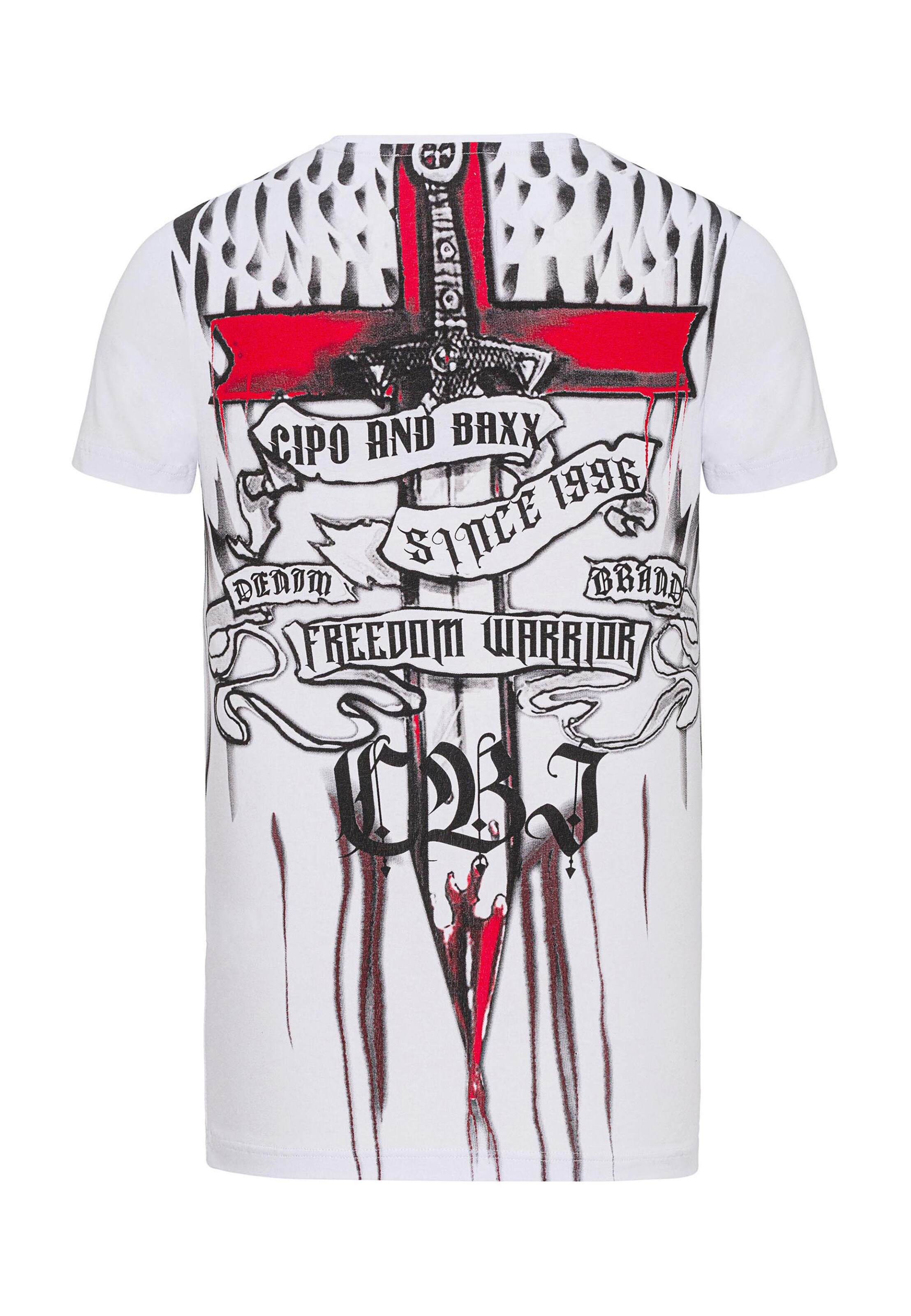 Männer Shirts CIPO & BAXX T-Shirt in Weiß - JV39552 Männer Shirts CIPO & BAXX T-Shirt in Weiß - JV39552