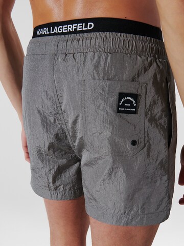 Karl Lagerfeld Badehose 'Rue St-Guillaume Double Waistband' in Grau
