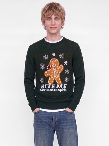 JACK & JONES Trui 'JJXmas Santa' in Groen: voorkant