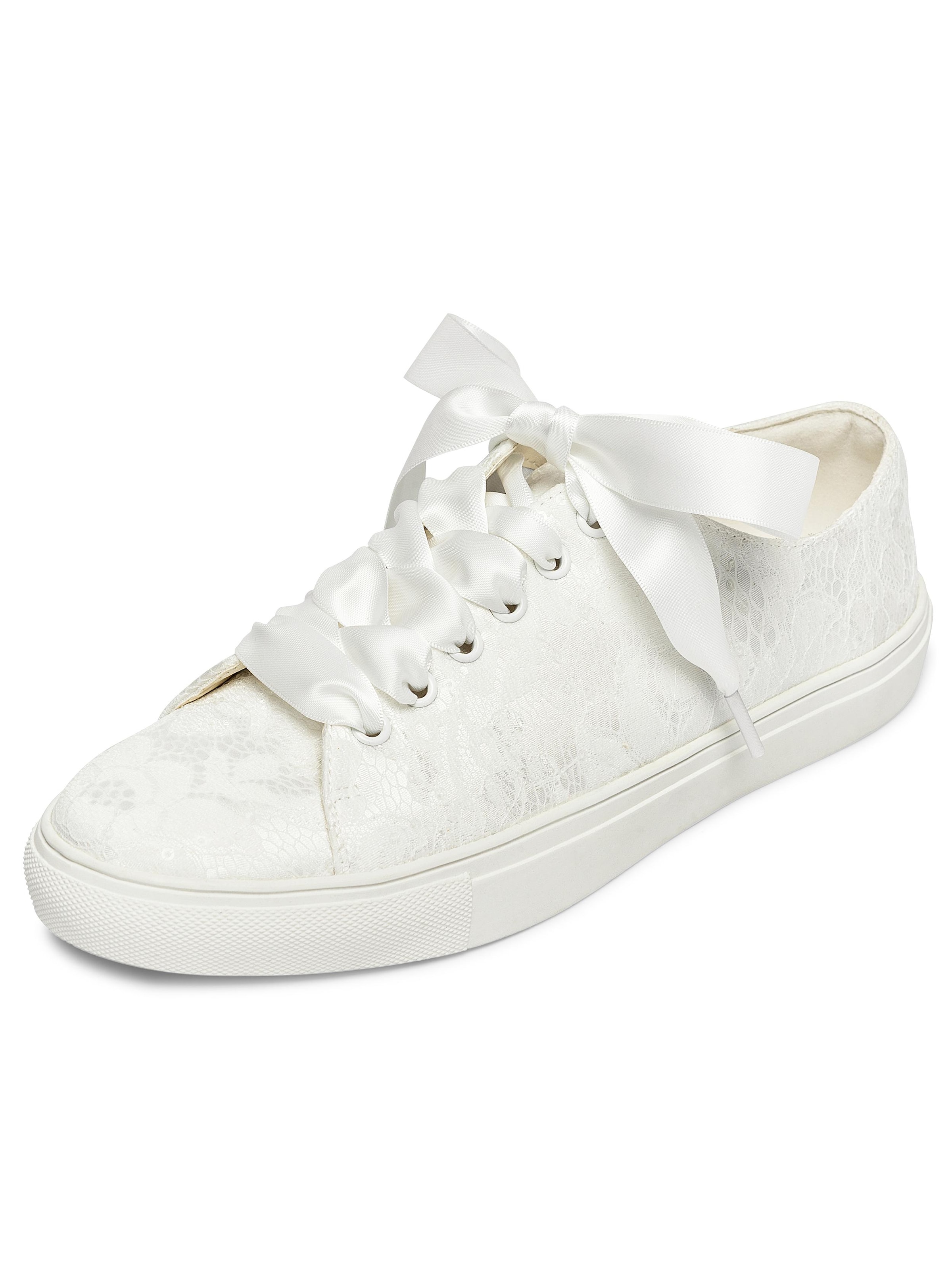 jiajia Sneaker low '883-1Y Weiße Spitzen-Braut-Sneaker mit Satin-Schleifen-Schnürsenkeln'‌‌ in Beige: Vorderseite