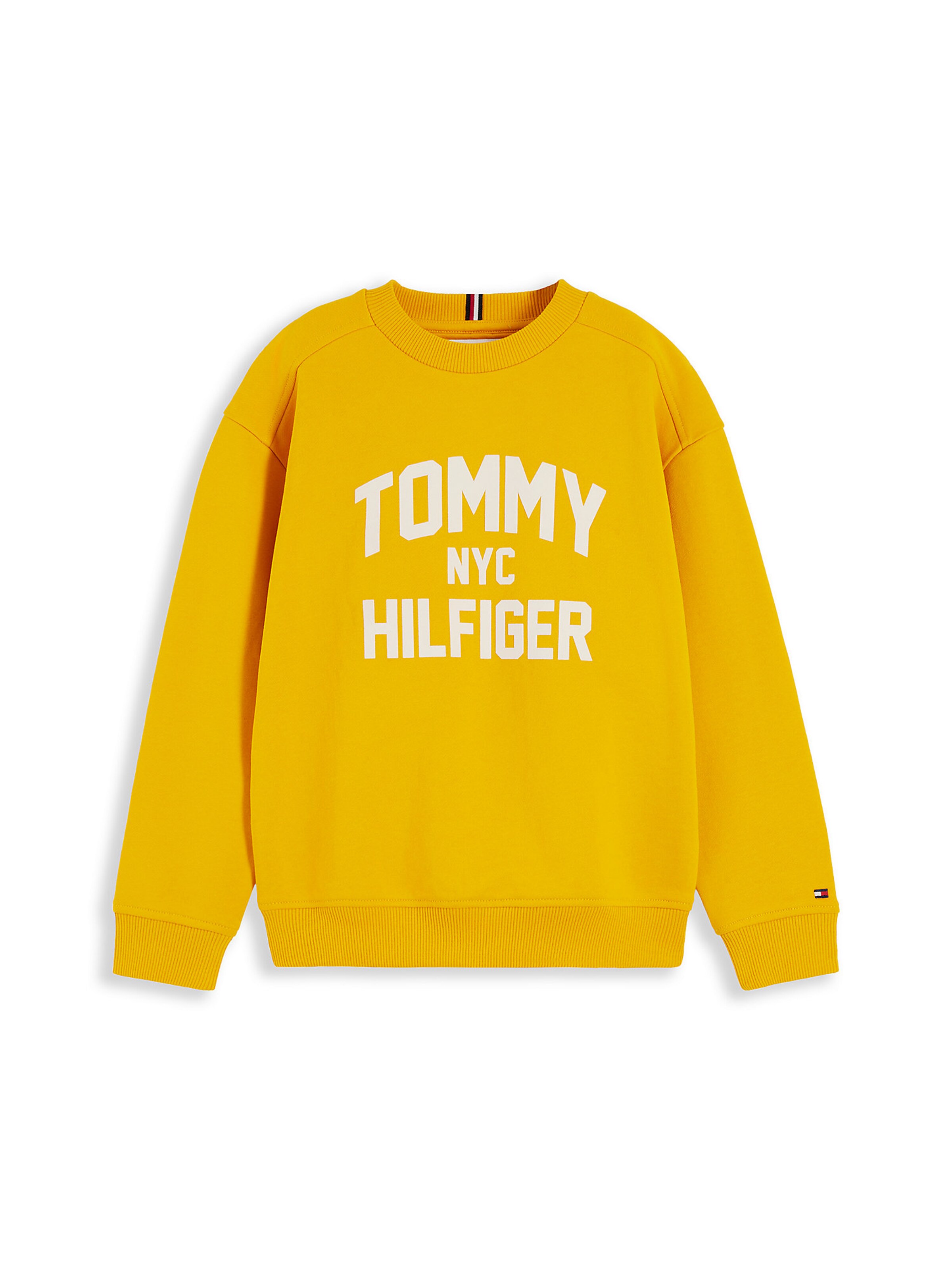geltona TOMMY HILFIGER Megztinis be užsegimo 'BRAND LOVE': priekis
