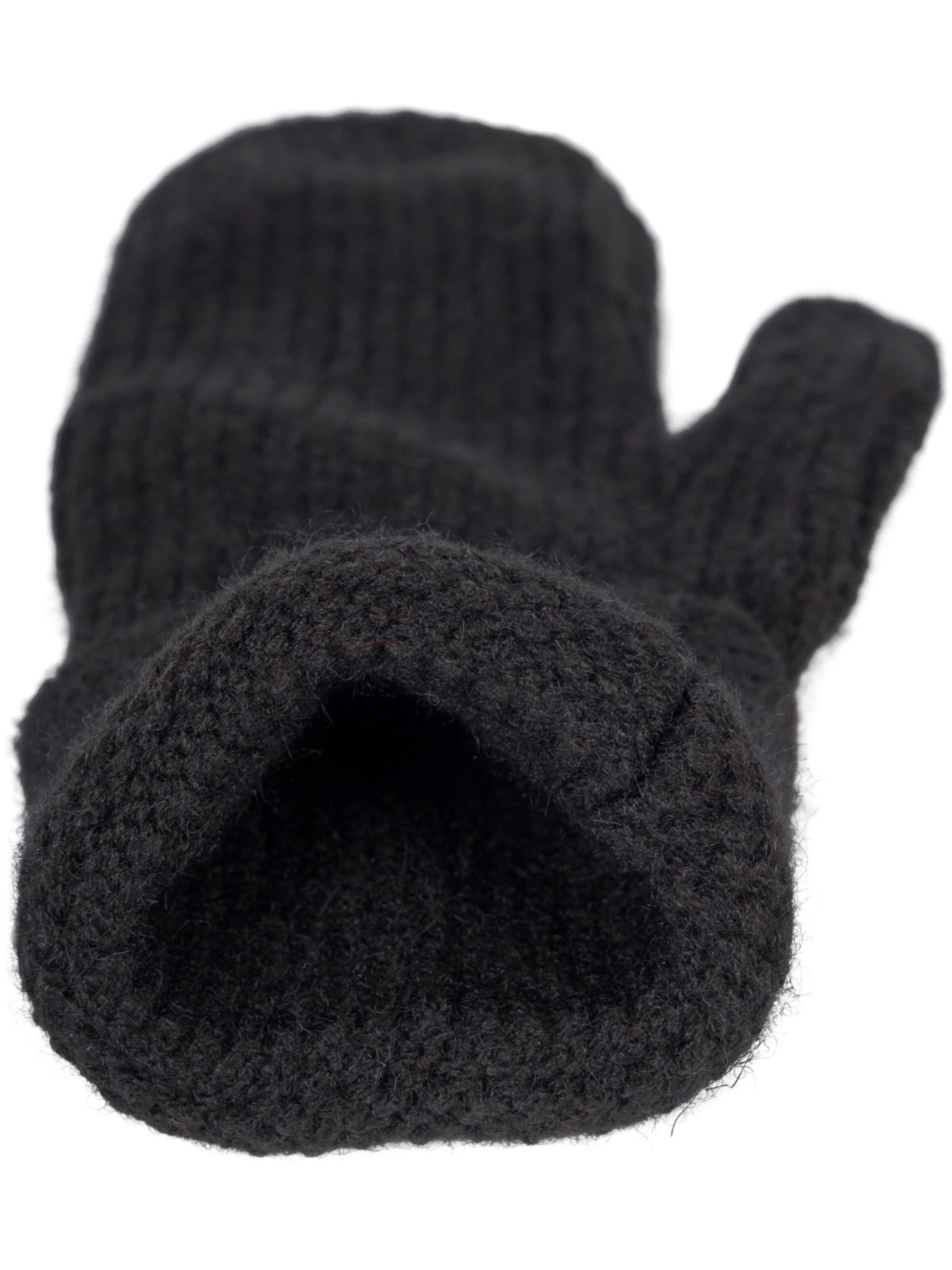 styleBREAKER Fingerhandschuhe 'Strick Fäustlinge mit gemustertem Bund'‌‌ in Schwarz